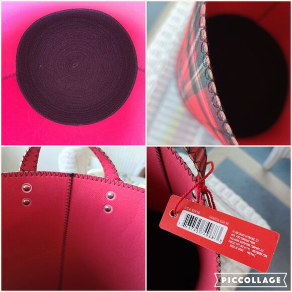 Hallmark Buffalo Plaid Tote Basket - Red and Black - 12.75" Tall - New With Tag - Picture 10 of 10
